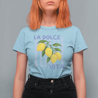 La Dolce Vita Lemon Italian Summer T Shirt For Women Blue Striped