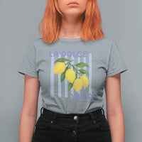 La Dolce Vita Lemon Italian Summer T Shirt For Women Blue Striped