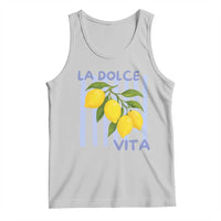 La Dolce Vita Lemon Italian Summer Tank Top Blue Striped