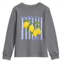 La Dolce Vita Lemon Italian Summer Youth Sweatshirt Blue Striped