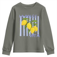 La Dolce Vita Lemon Italian Summer Youth Sweatshirt Blue Striped