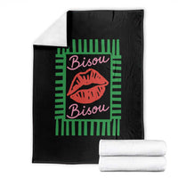 French Bisous Paris Vacation Retro Summer Vibes Throw Blanket