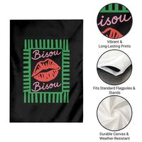 French Bisous Paris Vacation Retro Summer Vibes Garden Flag
