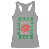 French Bisous Paris Vacation Retro Summer Vibes Racerback Tank Top