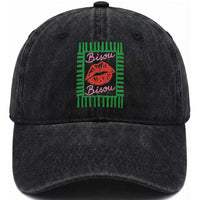 French Bisous Paris Vacation Retro Summer Vibes Washed Cotton Baseball Cap