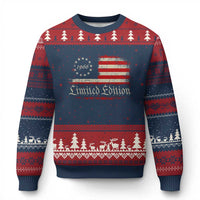 60th Birthday 1966 Limited Edition Ugly Christmas Sweater Gifts for 60 Years Old Vintage American Flag