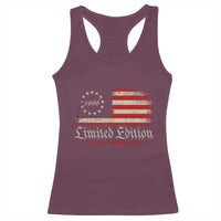 60th Birthday 1966 Limited Edition Racerback Tank Top Gifts for 60 Years Old Vintage American Flag