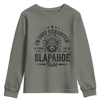 Funny I'm Chief Kickabitch From The Slapahoe Tribe Youth Sweatshirt Native American Racoon - Wonder Print Shop