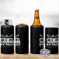 Funny RV Pilot Camping 4 in 1 Can Cooler Tumbler Enjoying The Journey Motorhome Travel Vacation - Wonder Print Shop