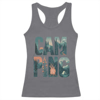 Camping Nature Adventure Campfire Tent Mountains Racerback Tank Top - Wonder Print Shop