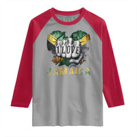Jamaica One Love Raglan Shirt Rasta Reggae Punching Hand Jamaican Flag - Wonder Print Shop
