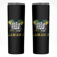 Jamaica One Love Skinny Tumbler Rasta Reggae Punching Hand Jamaican Flag - Wonder Print Shop