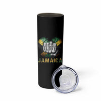 Jamaica One Love Skinny Tumbler Rasta Reggae Punching Hand Jamaican Flag - Wonder Print Shop