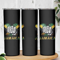 Jamaica One Love Skinny Tumbler Rasta Reggae Punching Hand Jamaican Flag - Wonder Print Shop