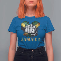 Jamaica One Love T Shirt For Women Rasta Reggae Punching Hand Jamaican Flag - Wonder Print Shop