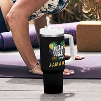 Jamaica One Love Tumbler With Handle Rasta Reggae Punching Hand Jamaican Flag - Wonder Print Shop