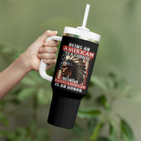 Being An American Is A Choice Being A Native American Is An Honor Tumbler With Handle USA Flag - Wonder Print Shop