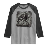 Wendigo Monster Raglan Shirt Skinwalker Night Stroll Cryptid Dark Forest - Wonder Print Shop