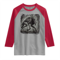 Wendigo Monster Raglan Shirt Skinwalker Night Stroll Cryptid Dark Forest - Wonder Print Shop