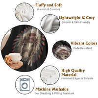 Horse Native American Indigenous Heritage War Bonnet Throw Blanket - Wonder Print Shop