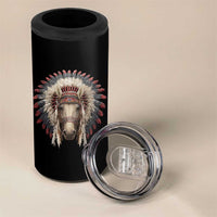 Horse Native American Indigenous Heritage War Bonnet 4 in 1 Can Cooler Tumbler - Wonder Print Shop