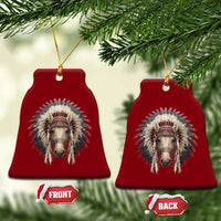 Horse Native American Indigenous Heritage War Bonnet Ceramic Ornament