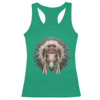 Horse Native American Indigenous Heritage War Bonnet Racerback Tank Top - Wonder Print Shop