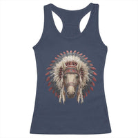 Horse Native American Indigenous Heritage War Bonnet Racerback Tank Top - Wonder Print Shop