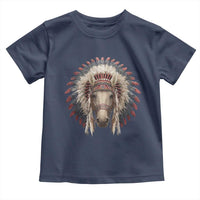 Horse Native American Indigenous Heritage War Bonnet Toddler T Shirt - Wonder Print Shop