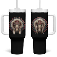 Horse Native American Indigenous Heritage War Bonnet Tumbler With Handle - Wonder Print Shop