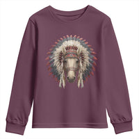 Horse Native American Indigenous Heritage War Bonnet Youth Sweatshirt - Wonder Print Shop