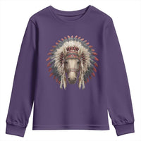 Horse Native American Indigenous Heritage War Bonnet Youth Sweatshirt - Wonder Print Shop