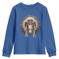 Horse Native American Indigenous Heritage War Bonnet Youth Sweatshirt - Wonder Print Shop