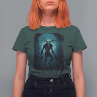 Wendigo Monster Skinwalker Mythical Cryptid Dark Forest T Shirt For Women - Wonder Print Shop