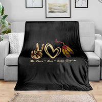 Peace Love Native Blood Throw Blanket Native American Feathers - Wonder Print Shop