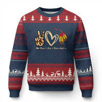 Peace Love Native Blood Ugly Christmas Sweater Native American Feathers - Wonder Print Shop
