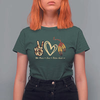 Peace Love Native Blood T Shirt For Women Native American Feathers - Wonder Print Shop