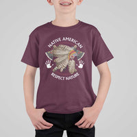 Native American Respect Nature T Shirt For Kid Indigenous Indian War Bonnet Tomahawks - Wonder Print Shop