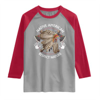 Native American Respect Nature Raglan Shirt Indigenous Indian War Bonnet Tomahawks - Wonder Print Shop