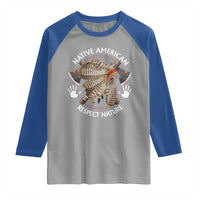Native American Respect Nature Raglan Shirt Indigenous Indian War Bonnet Tomahawks - Wonder Print Shop