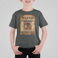Funny Wanted El Squatcho T Shirt For Kid Hide And Seek Champion Western Poncho Mexican Bigfoot - Wonder Print Shop