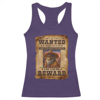 Funny Wanted El Squatcho Racerback Tank Top Hide And Seek Champion Western Poncho Mexican Bigfoot - Wonder Print Shop