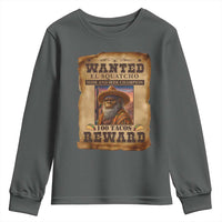 Funny Wanted El Squatcho Youth Sweatshirt Hide And Seek Champion Western Poncho Mexican Bigfoot - Wonder Print Shop