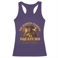 Funny The Burrito Bandito El Squatcho Racerback Tank Top Western Poncho Mexican Bigfoot - Wonder Print Shop