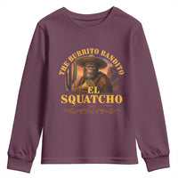 Funny The Burrito Bandito El Squatcho Youth Sweatshirt Western Poncho Mexican Bigfoot - Wonder Print Shop