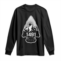Proud Native American 1491 Pre Columbus Indigenous Arrowhead Long Sleeve Shirt - Wonder Print Shop