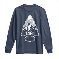 Proud Native American 1491 Pre Columbus Indigenous Arrowhead Long Sleeve Shirt - Wonder Print Shop