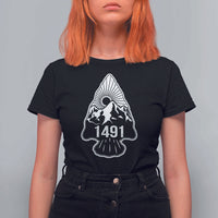 Proud Native American 1491 Pre Columbus Indigenous Arrowhead T Shirt For Women - Wonder Print Shop