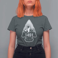 Proud Native American 1491 Pre Columbus Indigenous Arrowhead T Shirt For Women - Wonder Print Shop