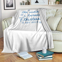 The Summer I Turned Thirteen Funny 13th Birthday Est 2013 Throw Blanket Summer Coastal Birthday Seashell Bow